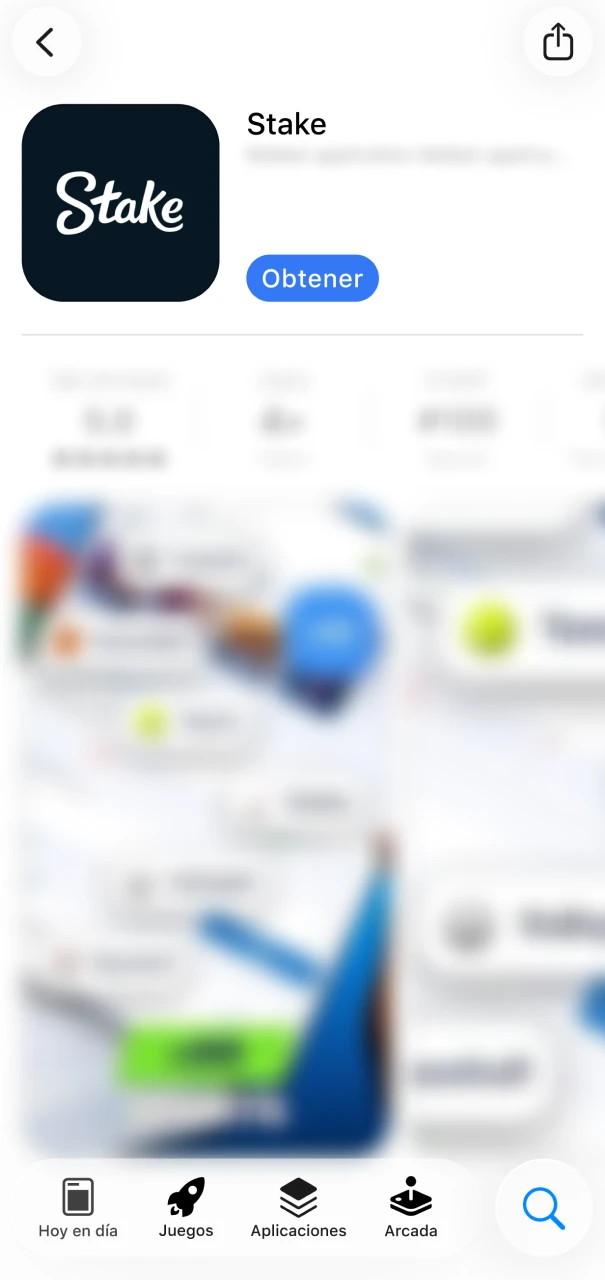 Localización de la aplicación oficial de Stake en la tienda de aplicaciones de Apple.