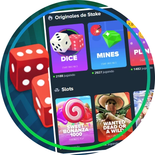 Variedad de juegos de casino y disciplinas deportivas en Stake Argentina.