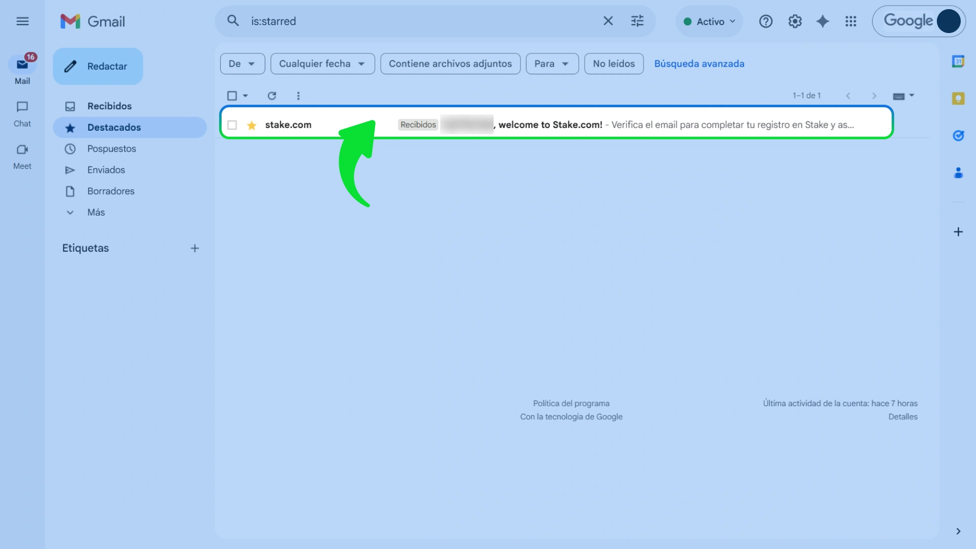 Confirma tu correo electrónico en el sitio oficial de Stake.