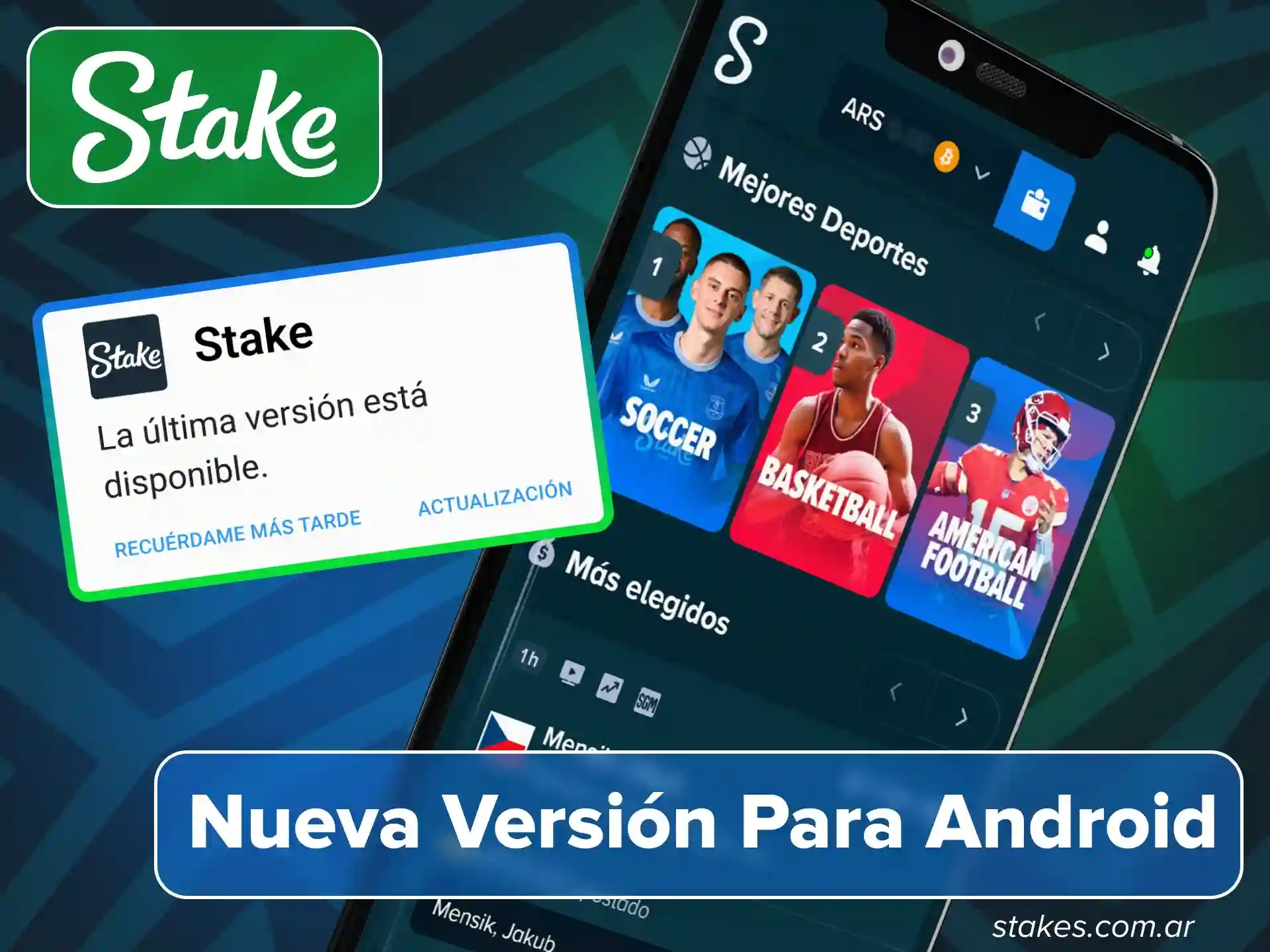 Accede a la nueva versión optimizada de la aplicación oficial de Stake Argentina para dispositivos Android.