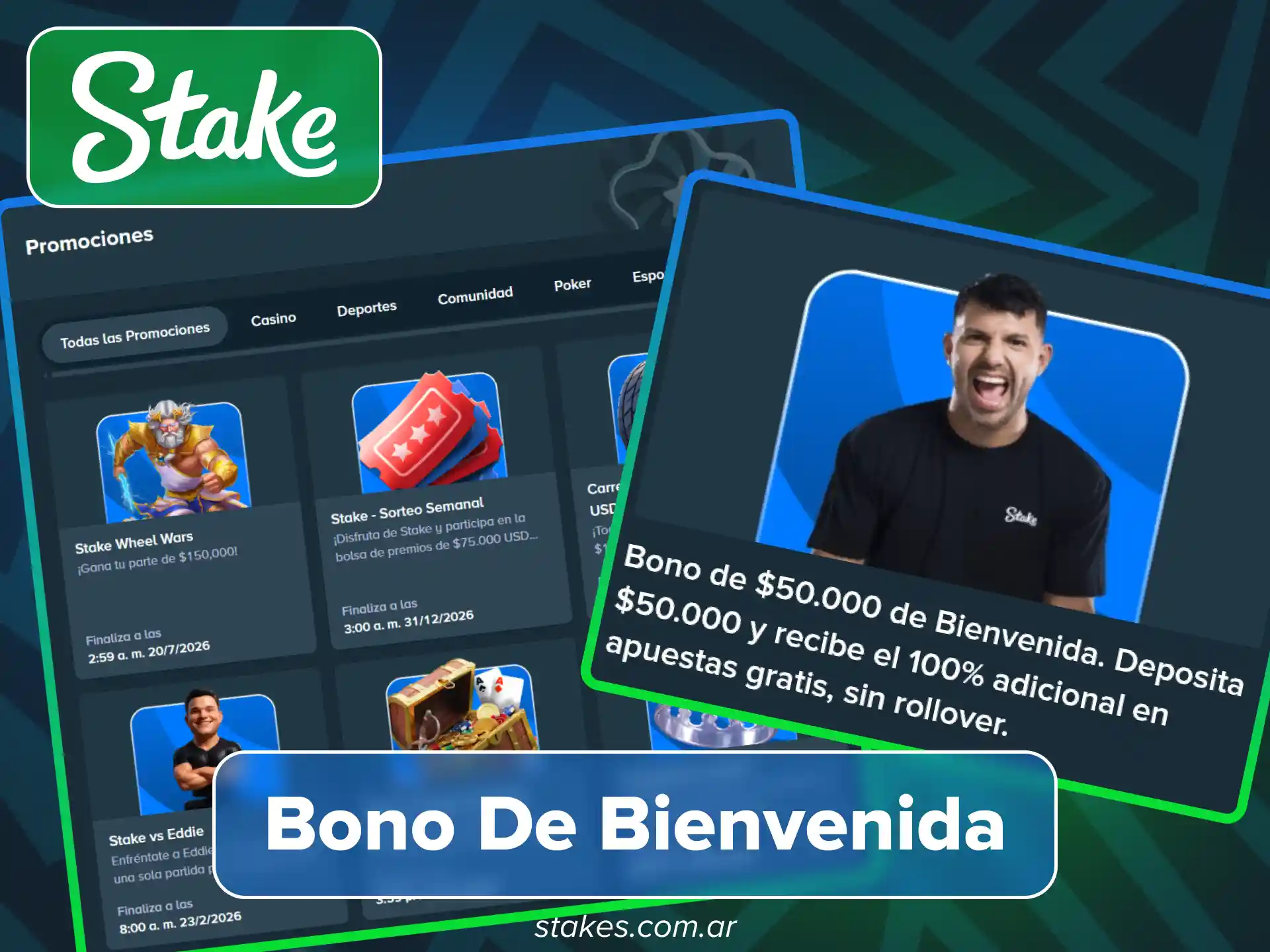 Obtén el bono de bienvenida en el sitio oficial Stake.