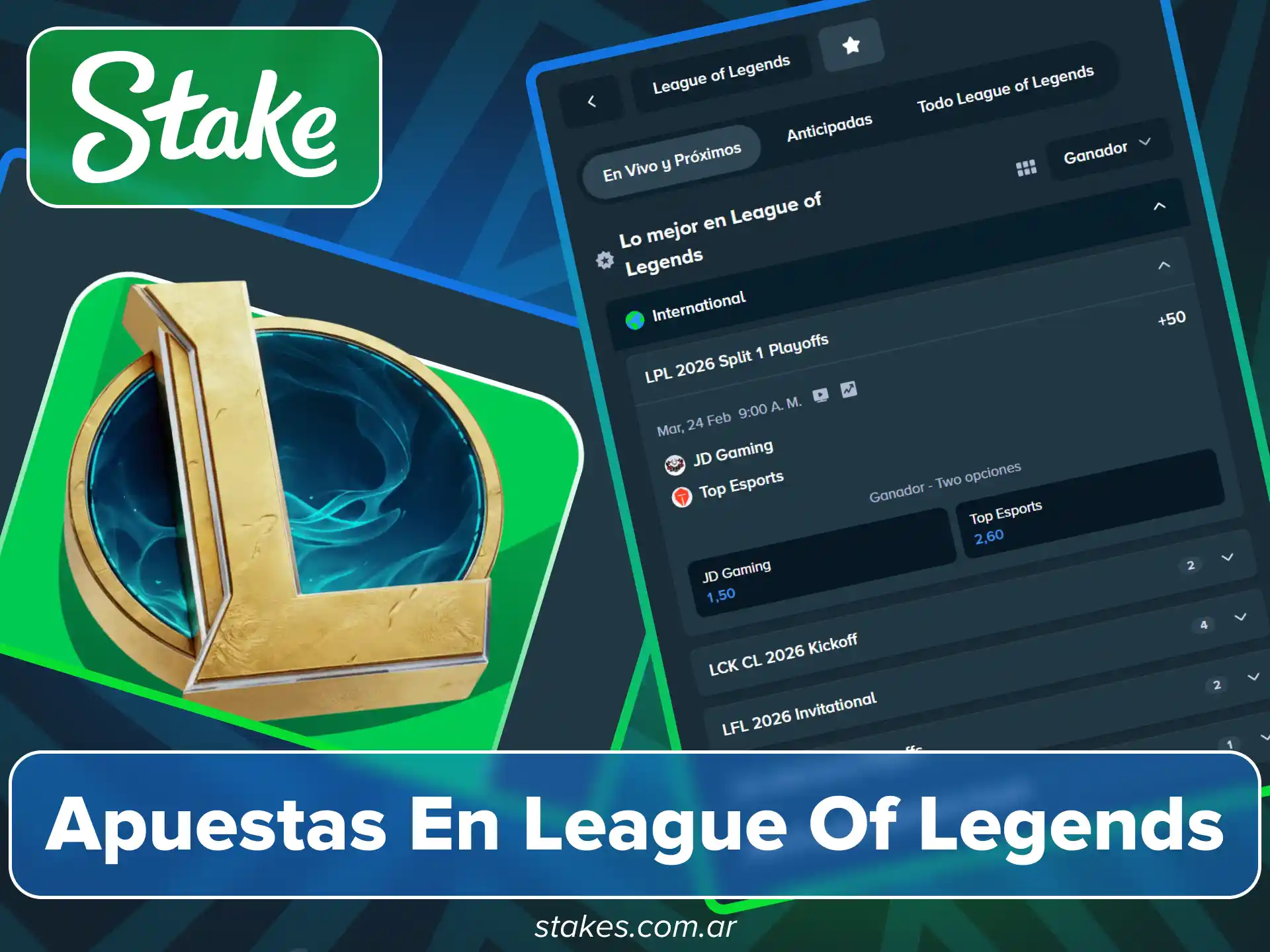 Apuesta en League of Legends en sitio oficial de Stake.