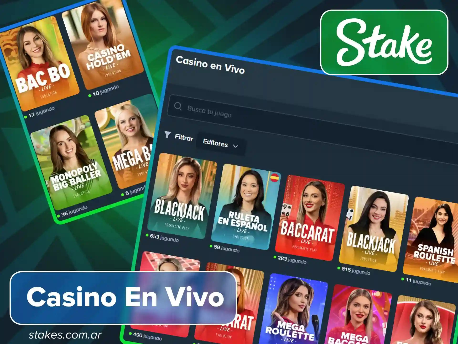 Vive la experiencia real con crupieres profesionales en el casino en vivo de Stake Argentina.