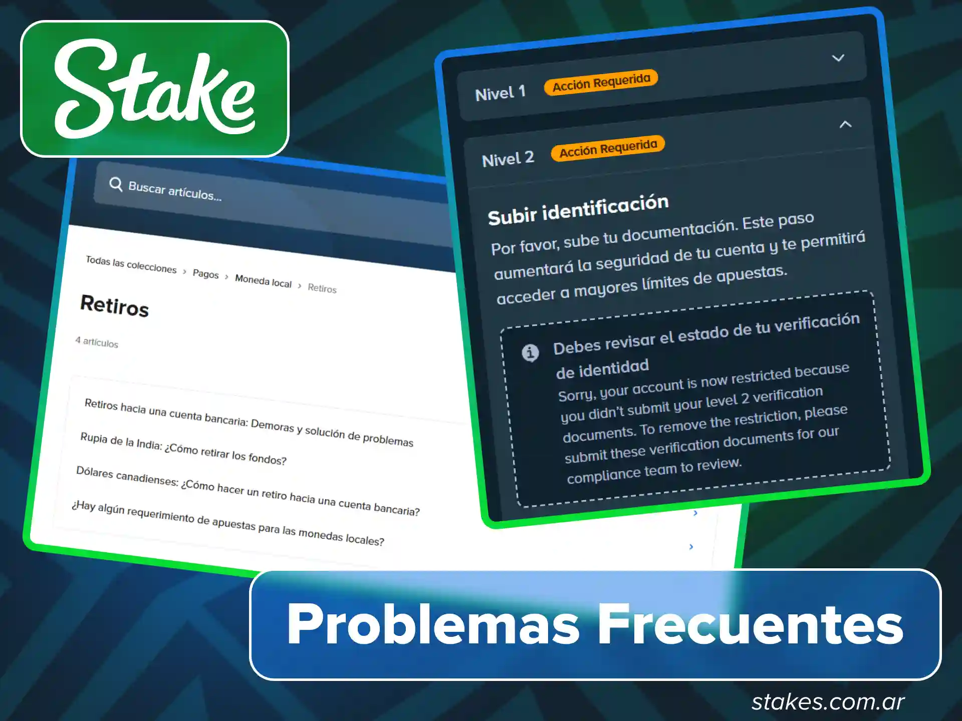 Lee las condiciones de retiro en sitio oficial de Stake.