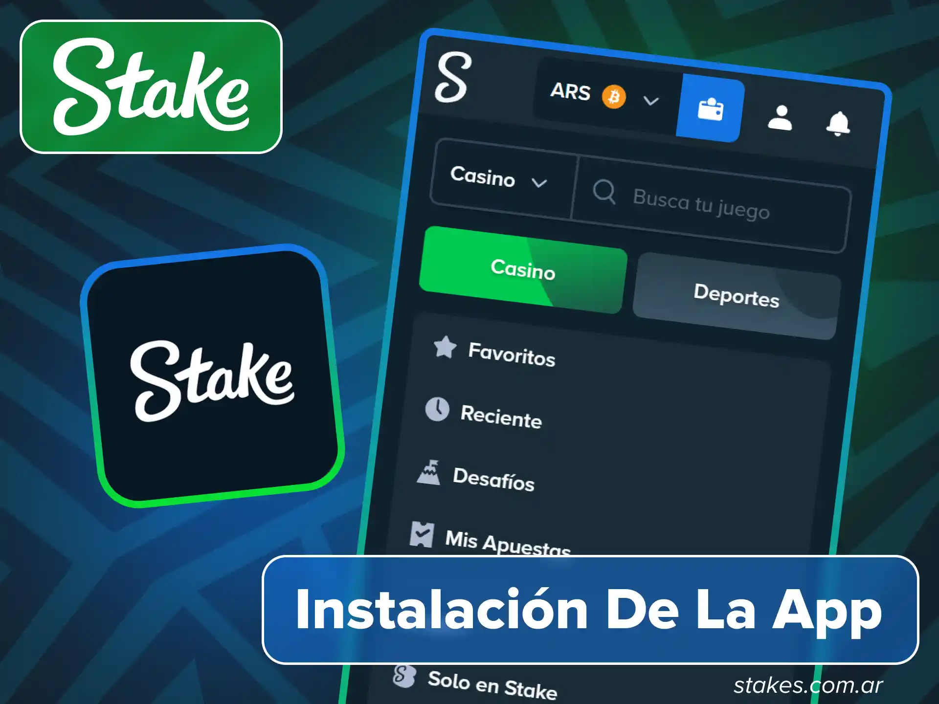 Descarga la aplicación móvil desde el sitio oficial de Stake.