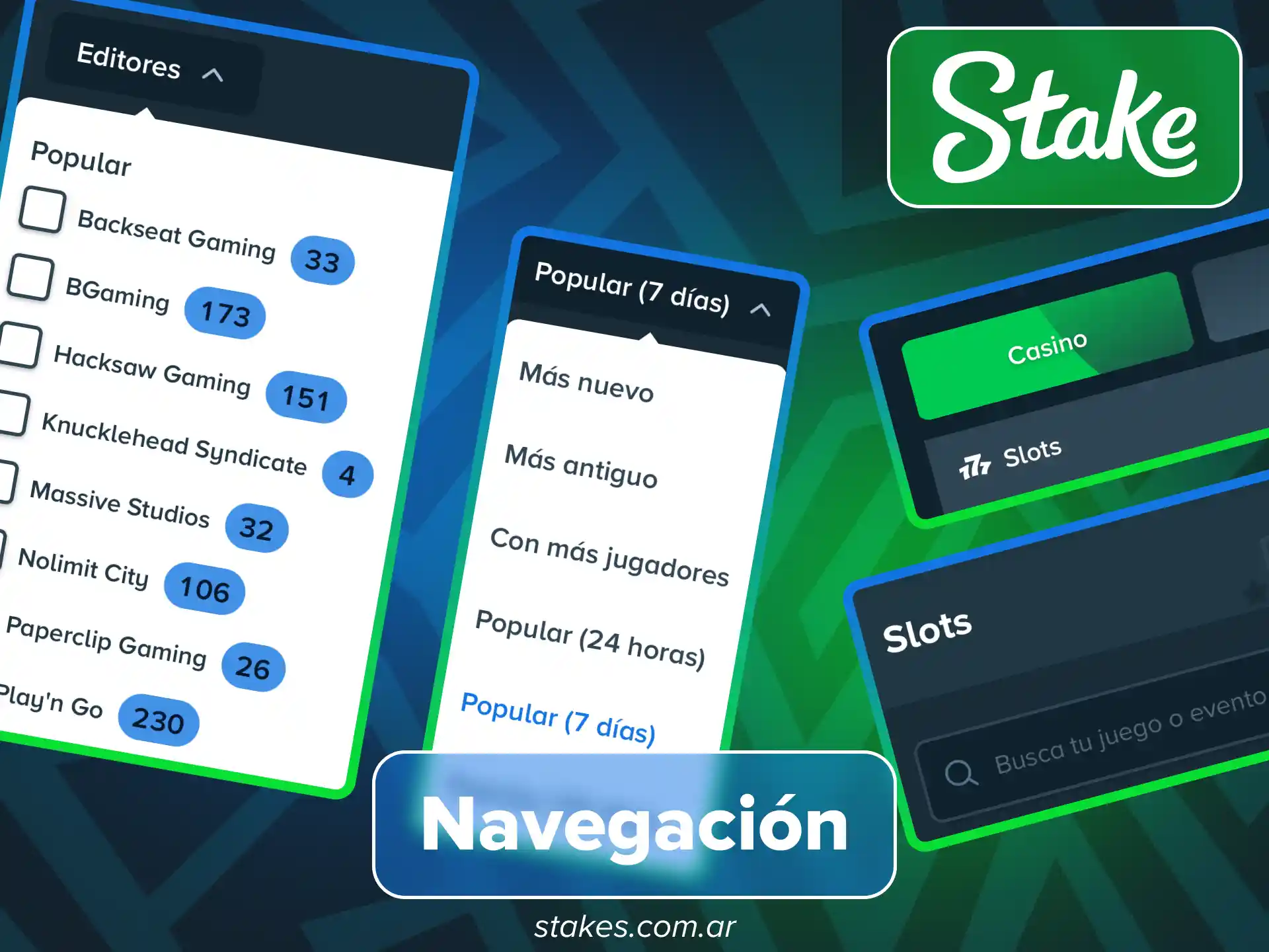 Busca tus slots favoritas en sitio oficial de Stake móvil.